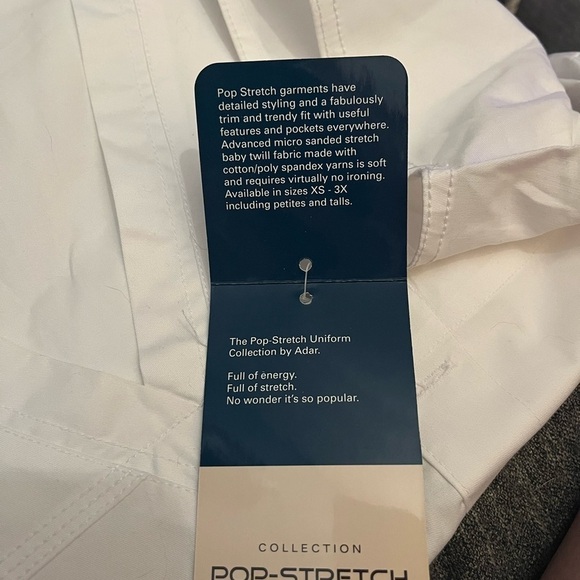 Adar Medical Uniforms- White V-Neck Scrub Top - Picture 6 of 6